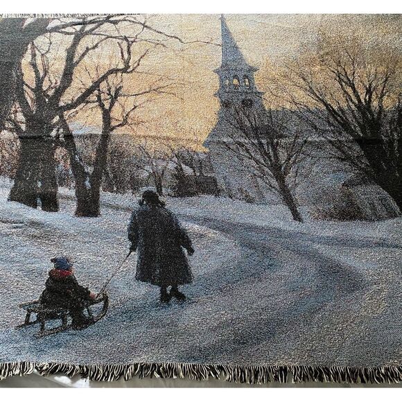 Thomas Kinkade Winters Eve Throw Blanket - Picture 1 of 5